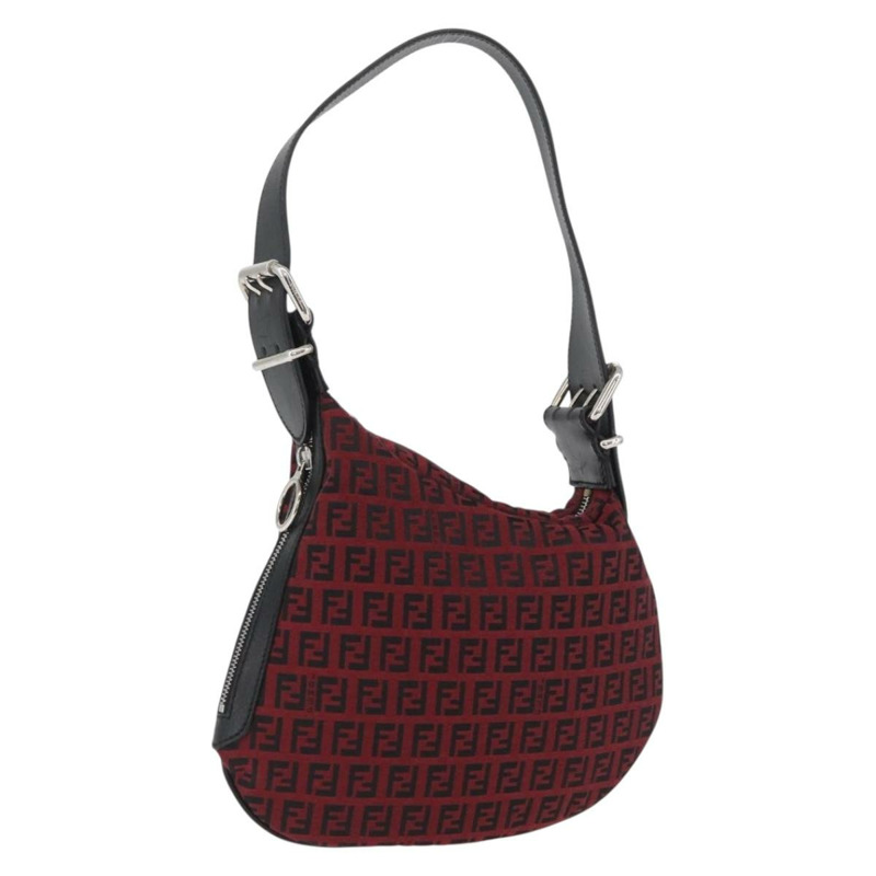 【日本直送】FENDI Zucchino帆布單肩包 紅色銀色 正品 174322V-0