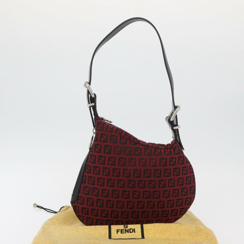 【日本直送】FENDI Zucchino帆布單肩包 紅色銀色 正品 174322V-11