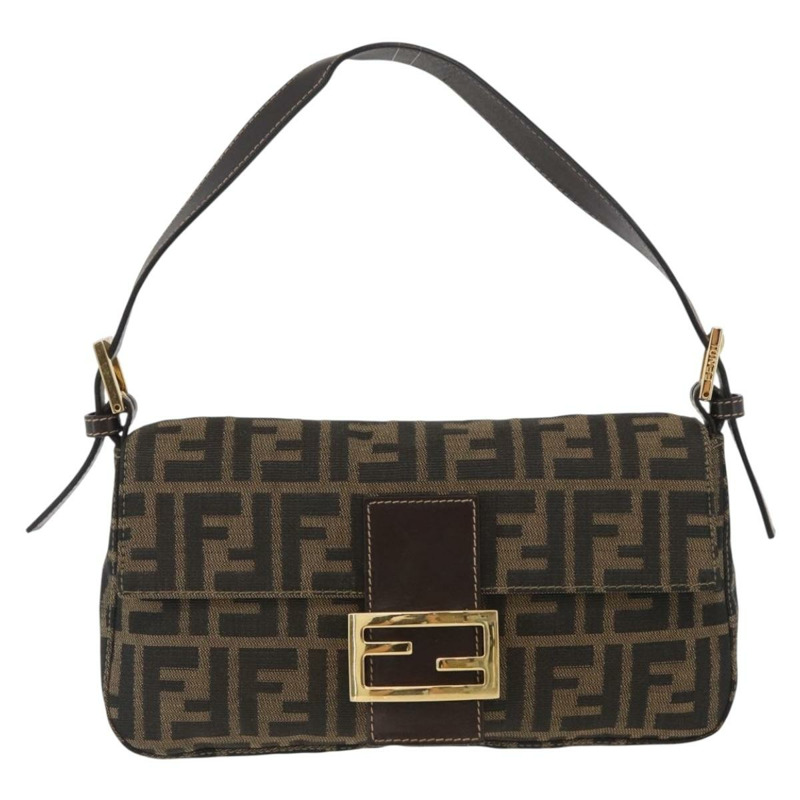 【日本直送】FENDI Zucca帆布Mamma Baguette單肩包 棕色/黑色 正品 YKZ832SM-12