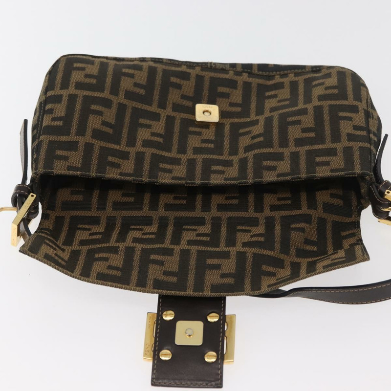 【日本直送】FENDI Zucca帆布Mamma Baguette單肩包 棕色/黑色 正品 YKZ832SM-19