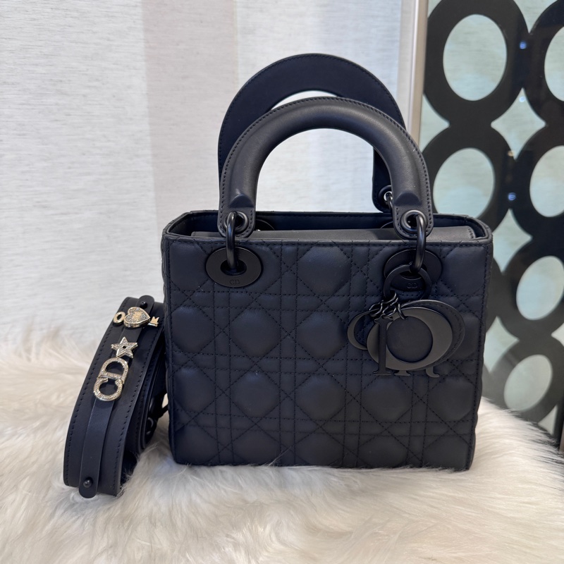 [ 櫃價$215000 ］Dior Lady Dior 消光黑牛皮小號黛妃 My ABC-0