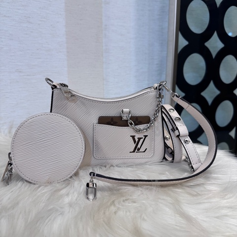 LV Marellini 石英白EPI防刮皮革肩斜背包 晶片款 近全新