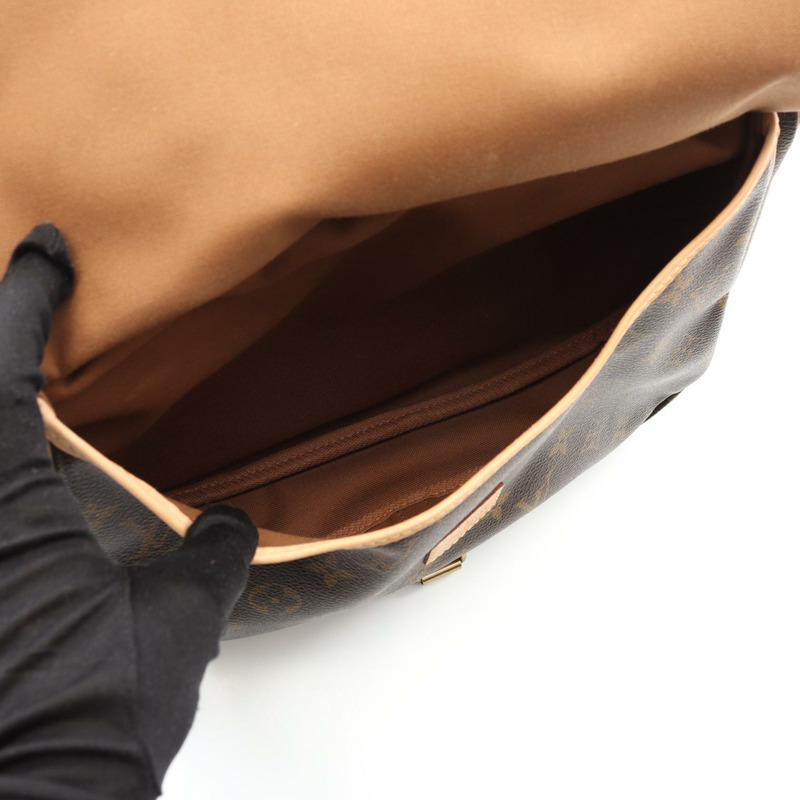 棕色 原花帆布 Saumur 30 肩背包【LOUIS VUITTON LV 路易威登】 M42256-2