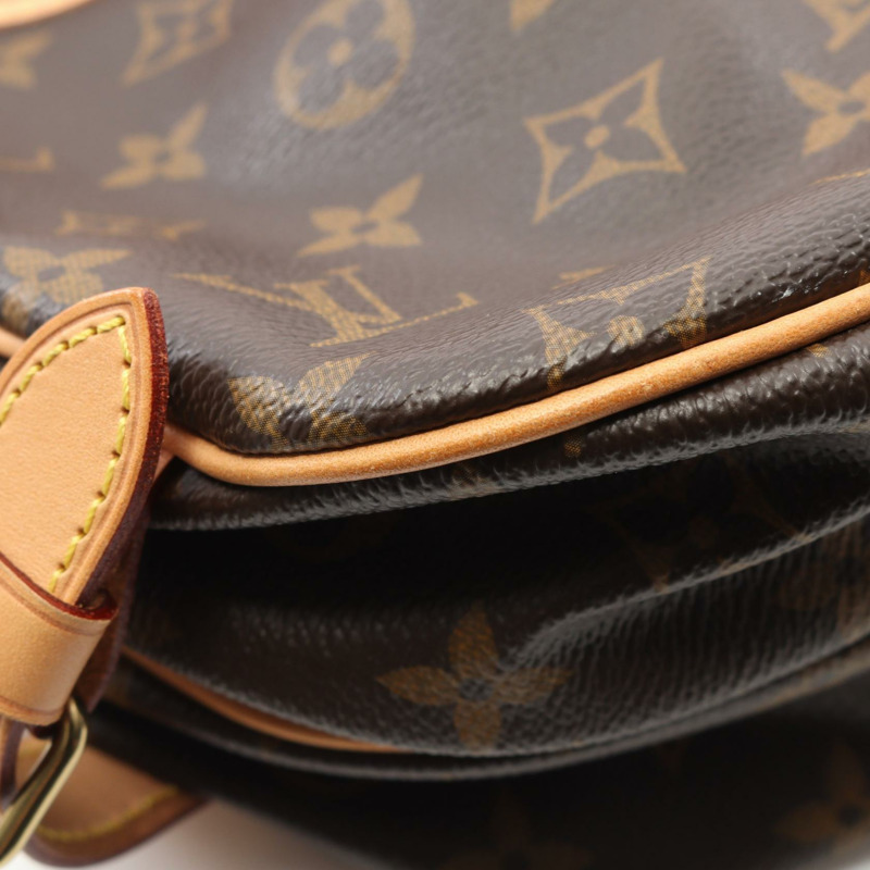棕色 原花帆布 Saumur 30 肩背包【LOUIS VUITTON LV 路易威登】 M42256-6