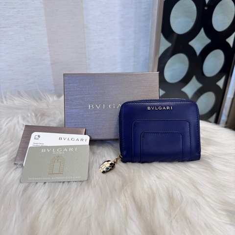 Bvlgari Forever 藍牛皮蛇頭零錢卡包