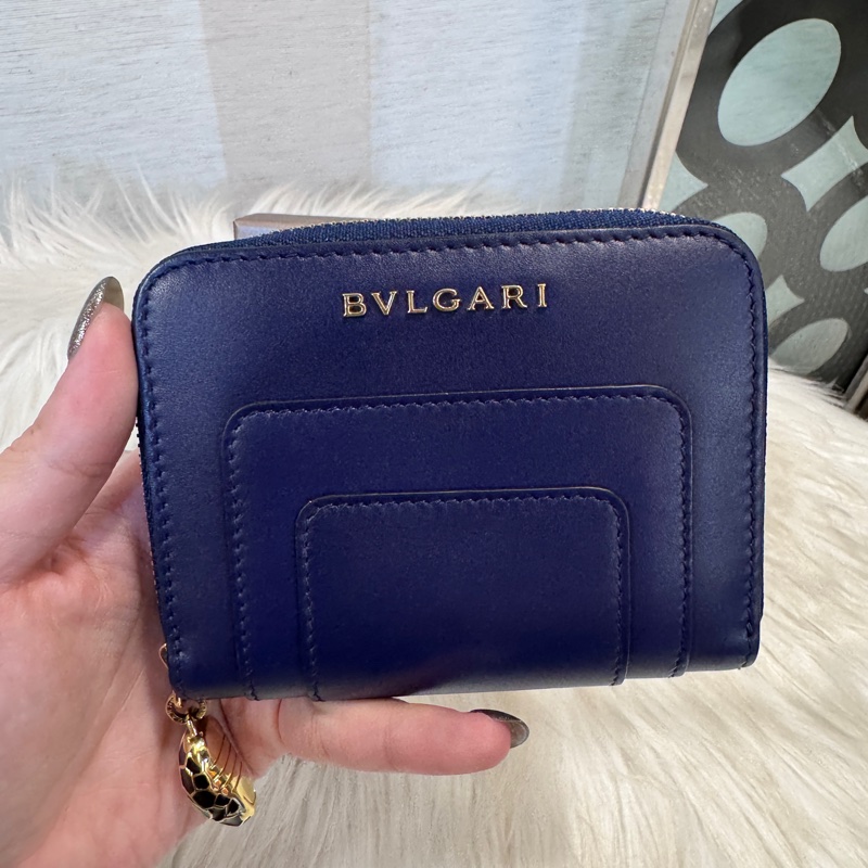 Bvlgari Forever 藍牛皮蛇頭零錢卡包-1