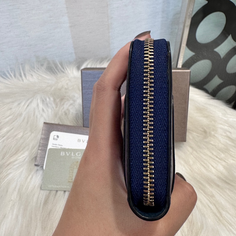 Bvlgari Forever 藍牛皮蛇頭零錢卡包-3