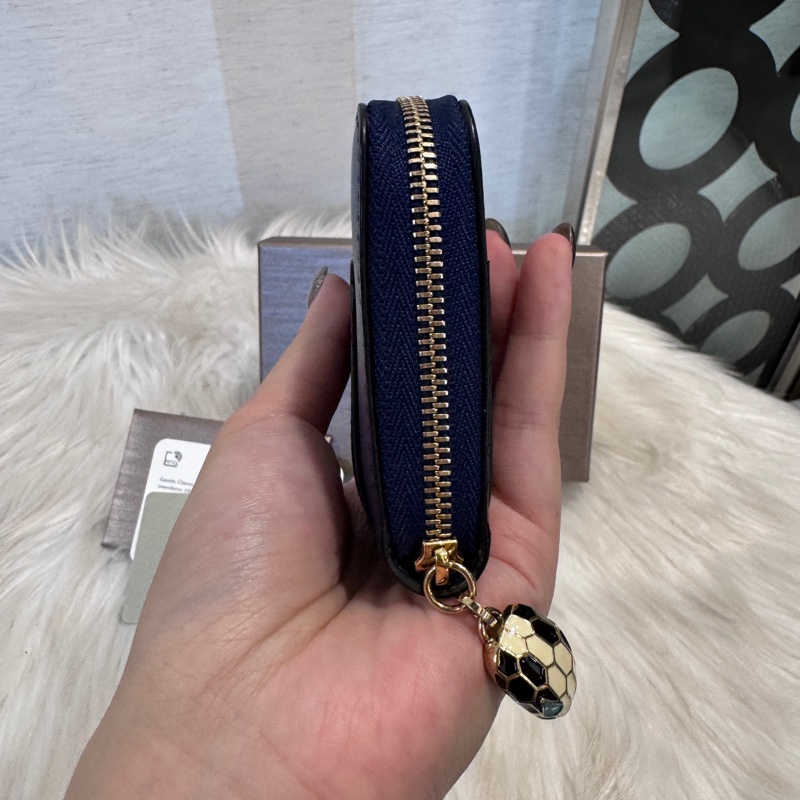 Bvlgari Forever 藍牛皮蛇頭零錢卡包-5