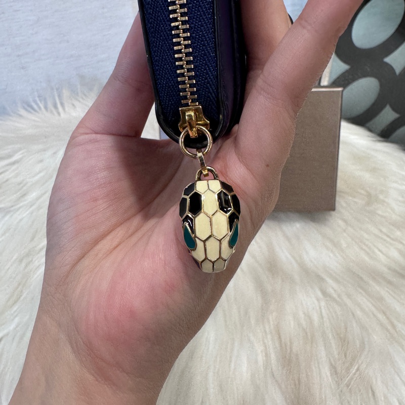 Bvlgari Forever 藍牛皮蛇頭零錢卡包-6