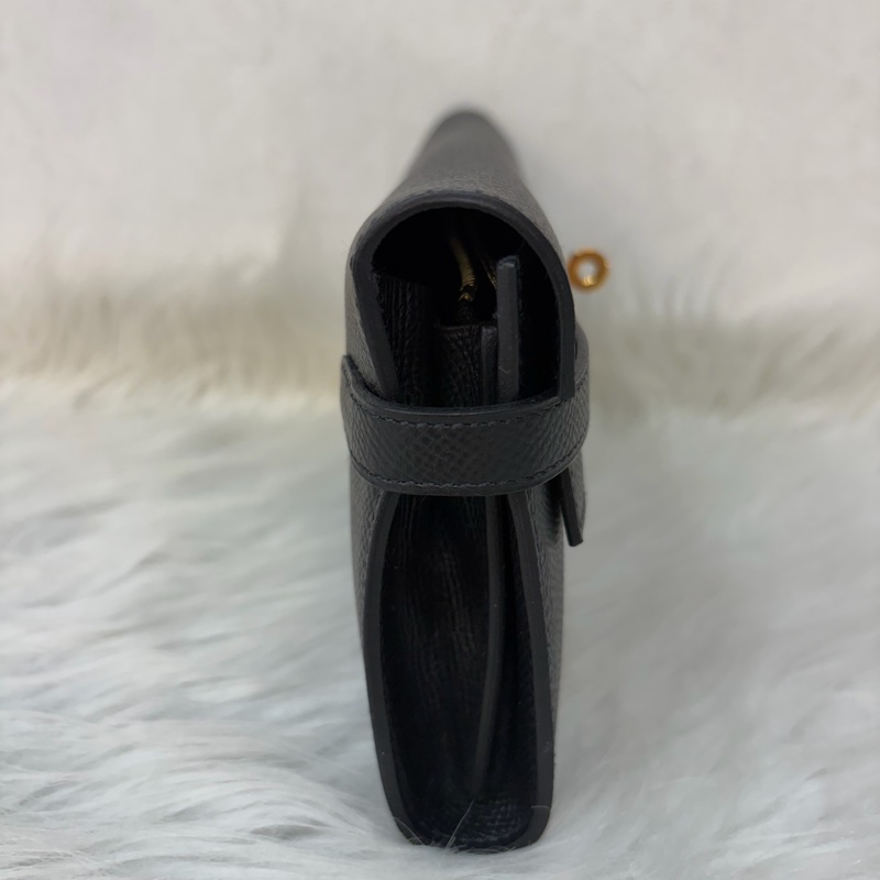 HERMES KELLY 黑色 EPSOM 金釦 凱莉長夾發財夾皮夾錢包-1