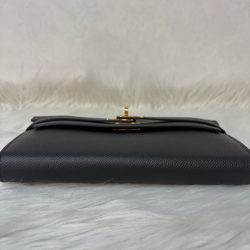 HERMES KELLY 黑色 EPSOM 金釦 凱莉長夾發財夾皮夾錢包-4