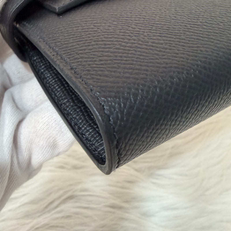 HERMES KELLY 黑色 EPSOM 金釦 凱莉長夾發財夾皮夾錢包-5