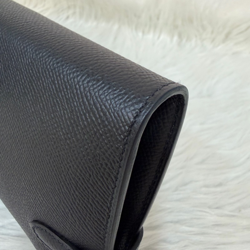 HERMES KELLY 黑色 EPSOM 金釦 凱莉長夾發財夾皮夾錢包-10