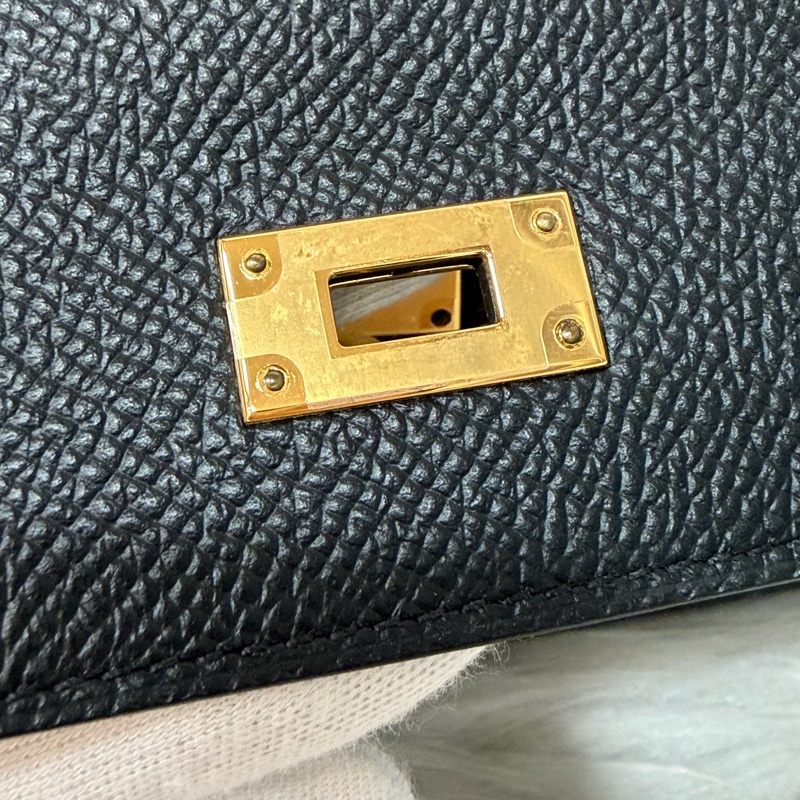 HERMES KELLY 黑色 EPSOM 金釦 凱莉長夾發財夾皮夾錢包-12