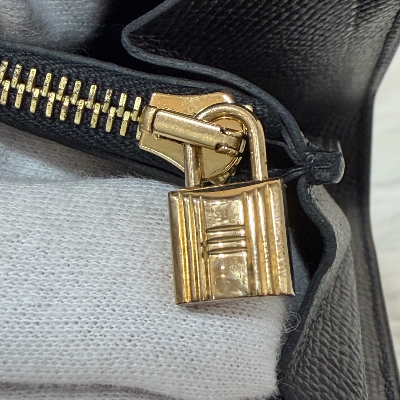 HERMES KELLY 黑色 EPSOM 金釦 凱莉長夾發財夾皮夾錢包-24