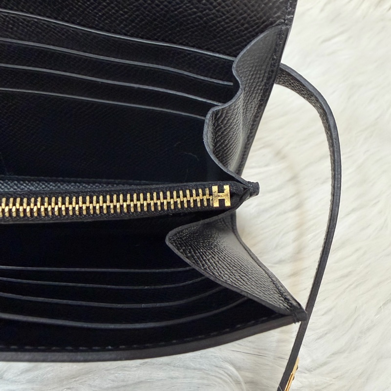 HERMES KELLY 黑色 EPSOM 金釦 凱莉長夾發財夾皮夾錢包-34