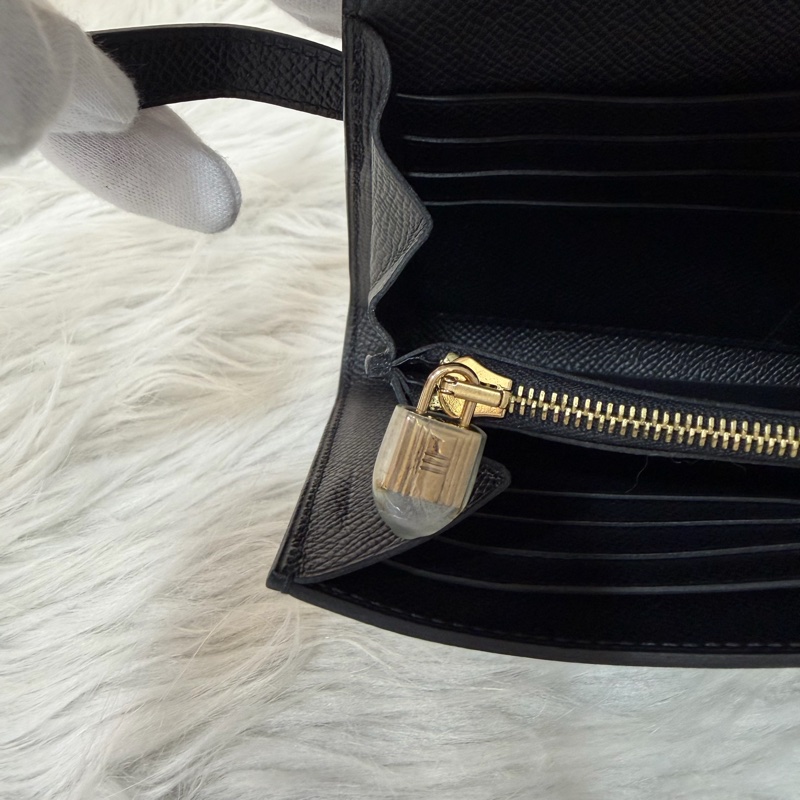 HERMES KELLY 黑色 EPSOM 金釦 凱莉長夾發財夾皮夾錢包-35