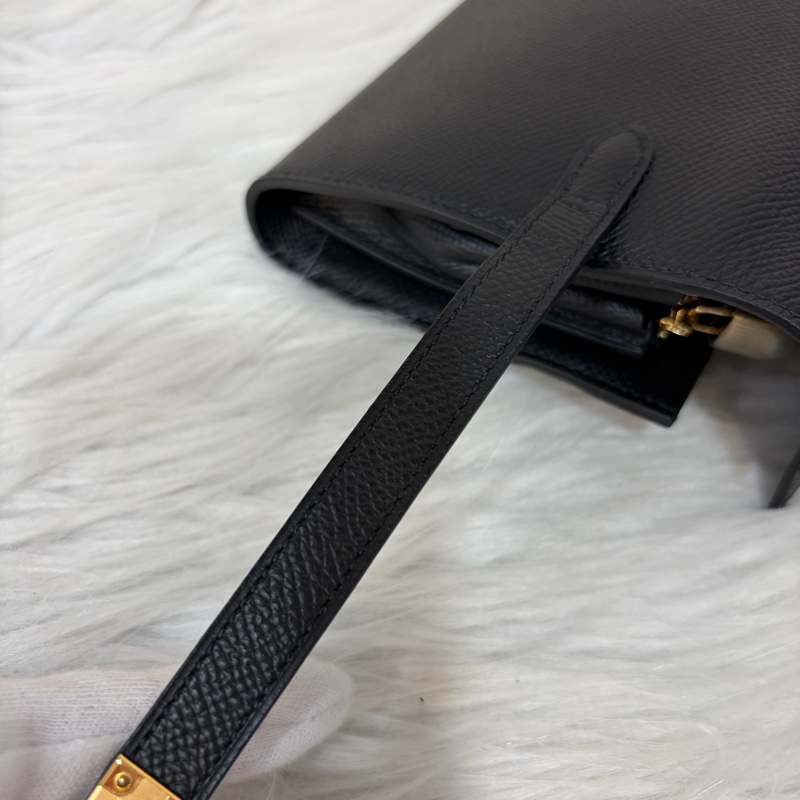 HERMES KELLY 黑色 EPSOM 金釦 凱莉長夾發財夾皮夾錢包-37