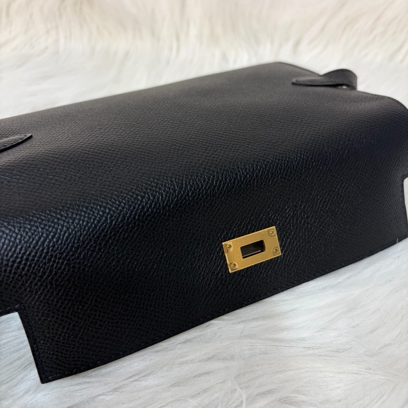 HERMES KELLY 黑色 EPSOM 金釦 凱莉長夾發財夾皮夾錢包-38