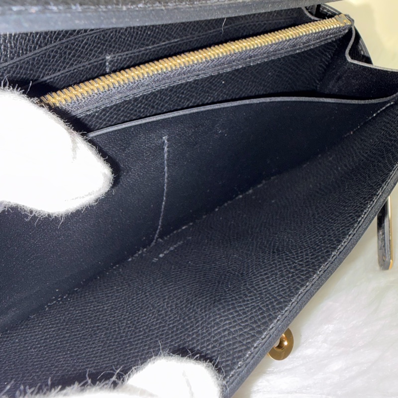 HERMES KELLY 黑色 EPSOM 金釦 凱莉長夾發財夾皮夾錢包-42