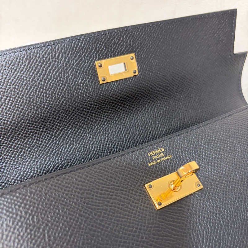 HERMES KELLY 黑色 EPSOM 金釦 凱莉長夾發財夾皮夾錢包-44