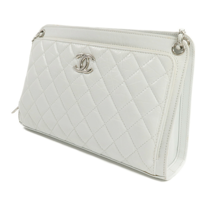 CHANEL 牛皮皮革Chain Shoulder銀扣鏈帶肩背袋-2