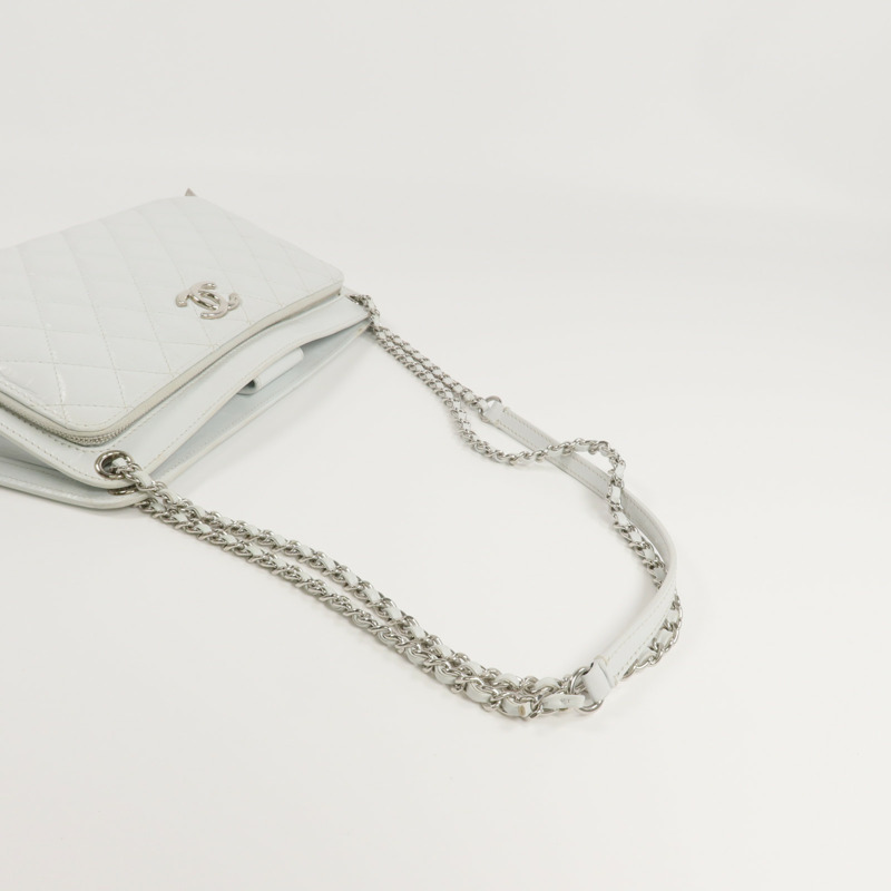 CHANEL 牛皮皮革Chain Shoulder銀扣鏈帶肩背袋-4