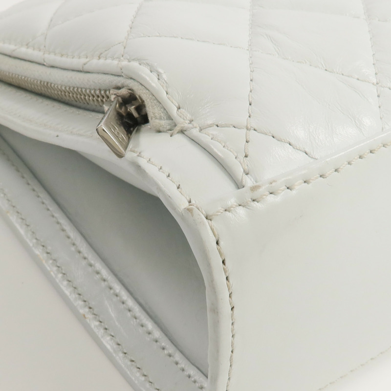 CHANEL 牛皮皮革Chain Shoulder銀扣鏈帶肩背袋-6