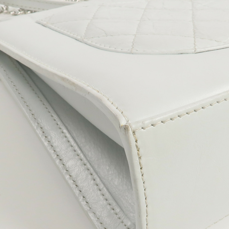 CHANEL 牛皮皮革Chain Shoulder銀扣鏈帶肩背袋-8