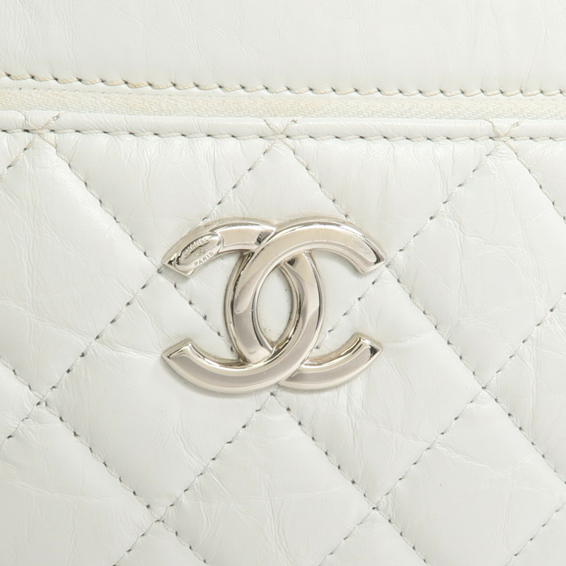 CHANEL 牛皮皮革Chain Shoulder銀扣鏈帶肩背袋-9