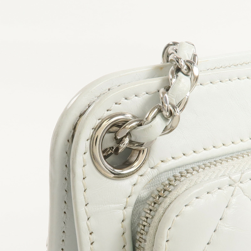 CHANEL 牛皮皮革Chain Shoulder銀扣鏈帶肩背袋-10