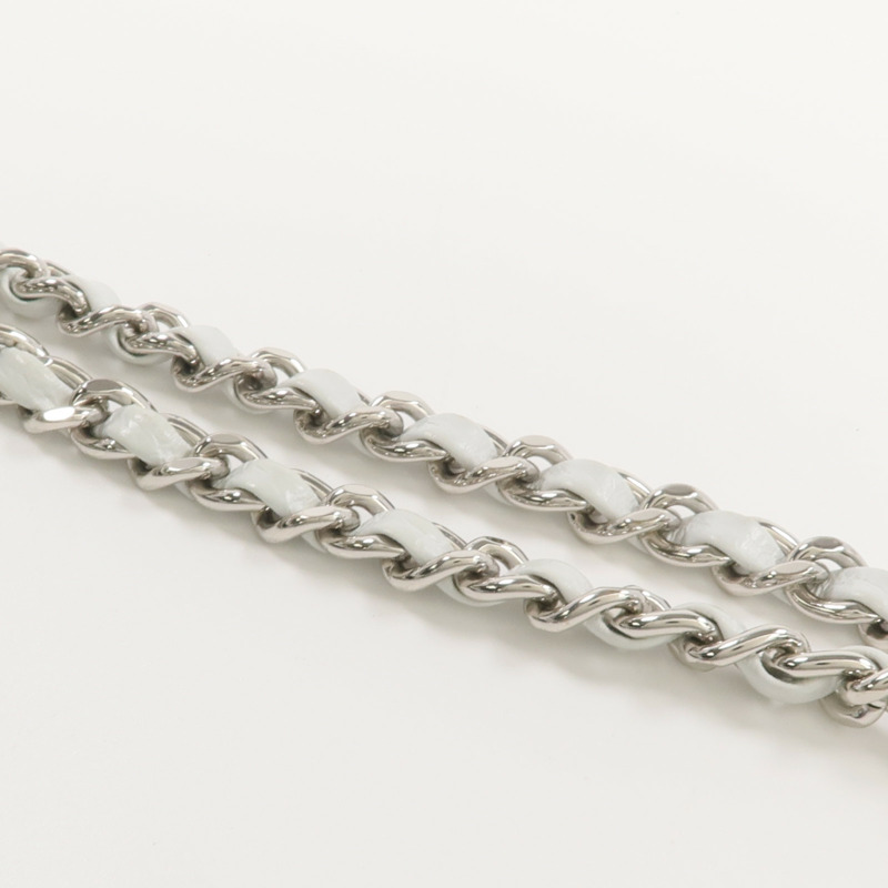 CHANEL 牛皮皮革Chain Shoulder銀扣鏈帶肩背袋-19