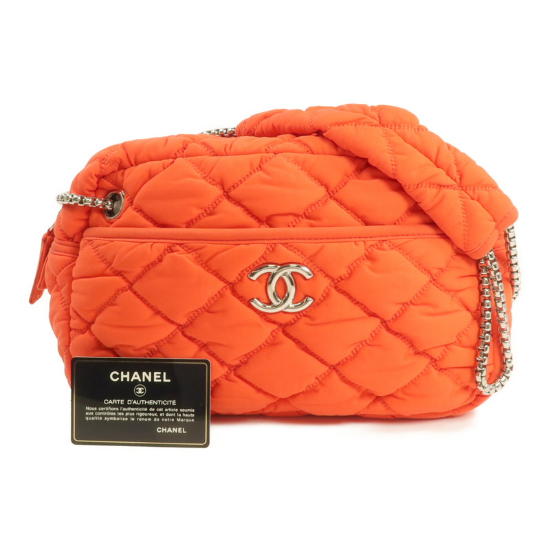 CHANEL 布料Bubble Bag銀扣鏈帶肩背袋-14