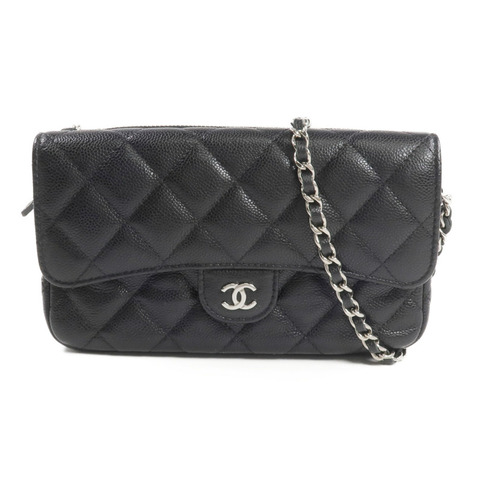 CHANEL 牛皮皮革WOC Wallet On Chain銀扣鏈帶肩背袋