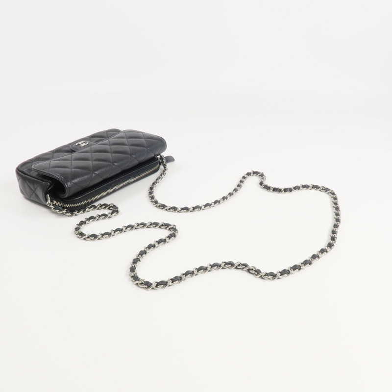 CHANEL 牛皮皮革WOC Wallet On Chain銀扣鏈帶肩背袋-4