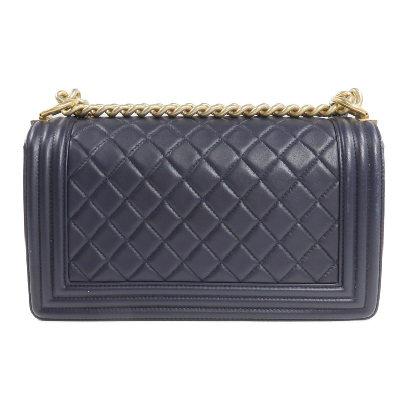 CHANEL 羊皮皮革Boy 25金扣鏈帶肩背袋-1