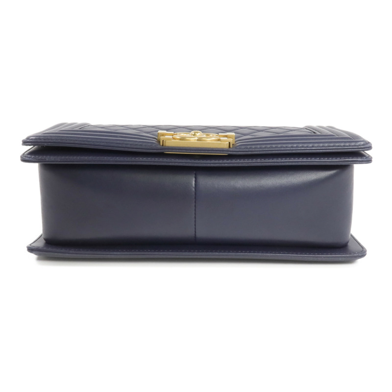 CHANEL 羊皮皮革Boy 25金扣鏈帶肩背袋-3