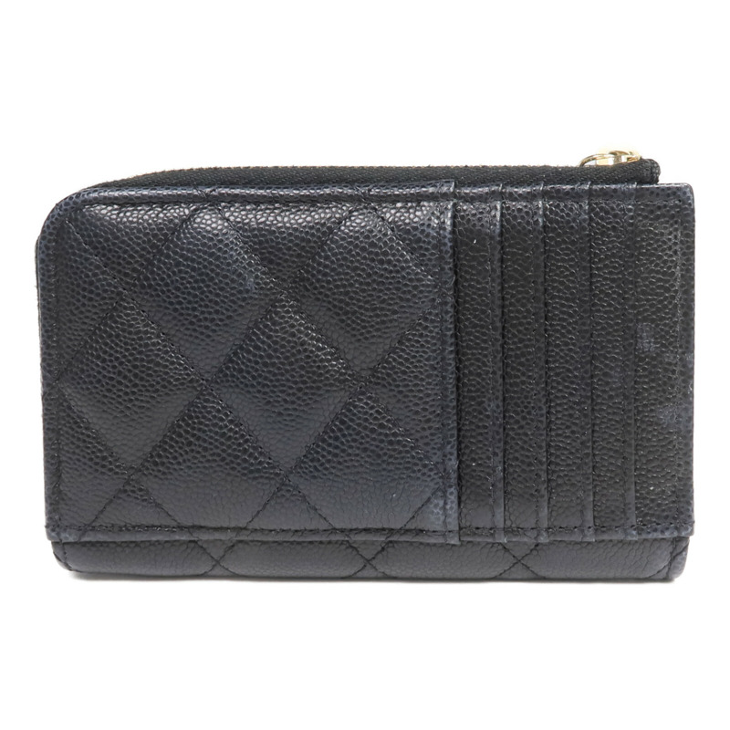 CHANEL 牛皮皮革Zipped Card Holder金扣卡片套-1