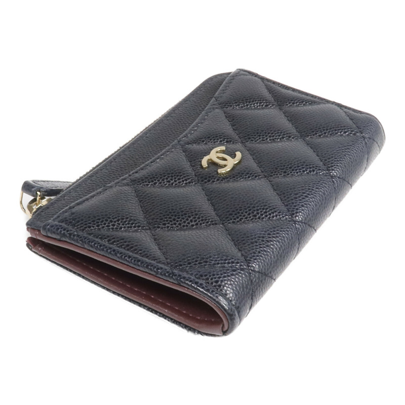 CHANEL 牛皮皮革Zipped Card Holder金扣卡片套-3