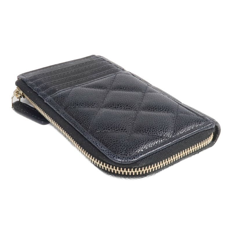 CHANEL 牛皮皮革Zipped Card Holder金扣卡片套-4