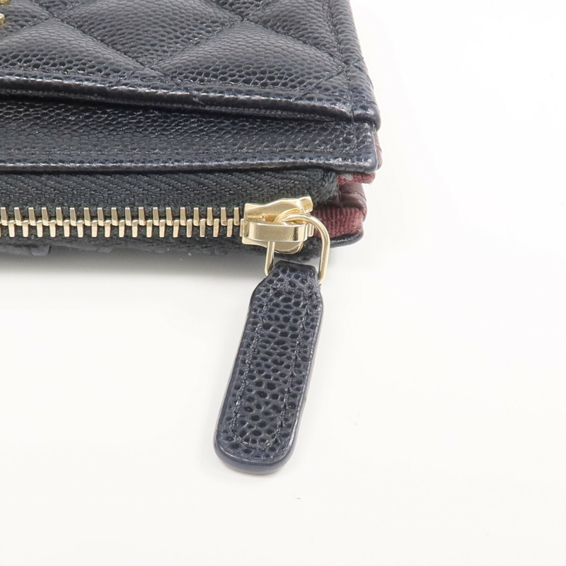 CHANEL 牛皮皮革Zipped Card Holder金扣卡片套-6