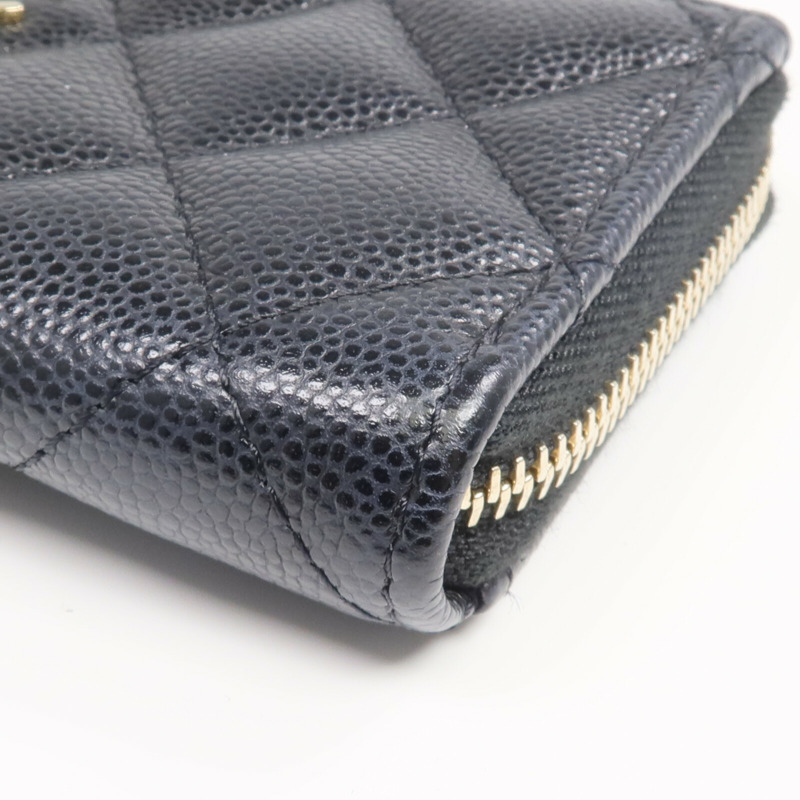 CHANEL 牛皮皮革Zipped Card Holder金扣卡片套-12