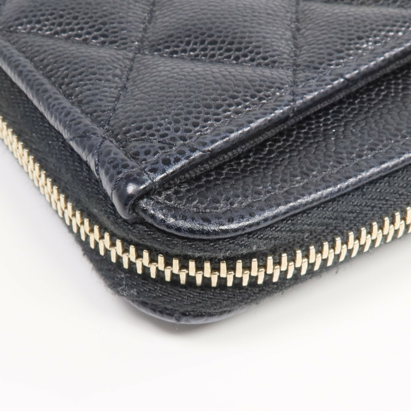 CHANEL 牛皮皮革Zipped Card Holder金扣卡片套-14