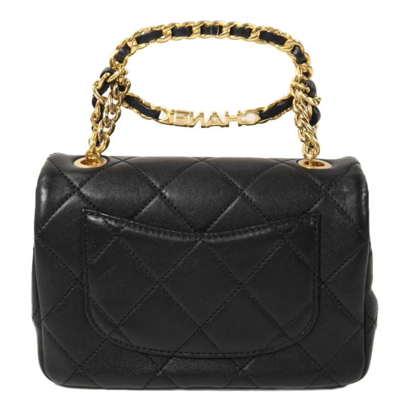 CHANEL 牛皮皮革Mini Matelasse金扣鏈帶手挽肩背兩用袋-1