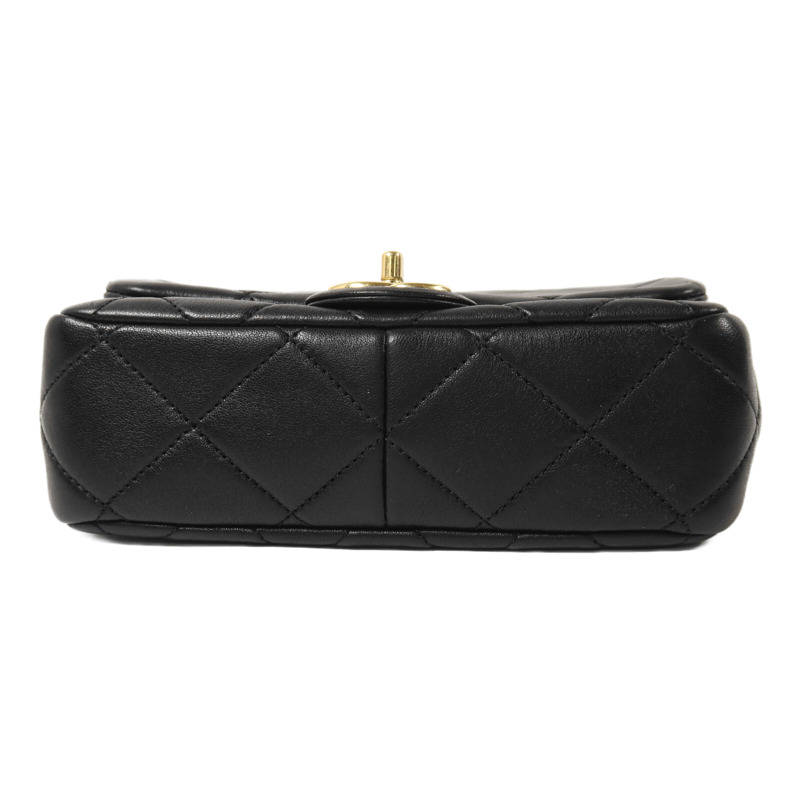 CHANEL 牛皮皮革Mini Matelasse金扣鏈帶手挽肩背兩用袋-3