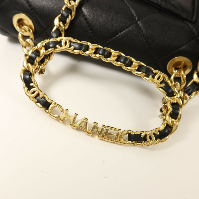CHANEL 牛皮皮革Mini Matelasse金扣鏈帶手挽肩背兩用袋-7