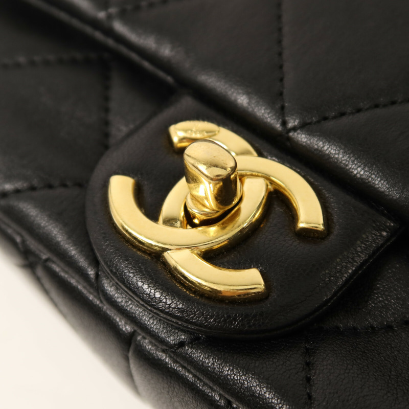 CHANEL 牛皮皮革Mini Matelasse金扣鏈帶手挽肩背兩用袋-8