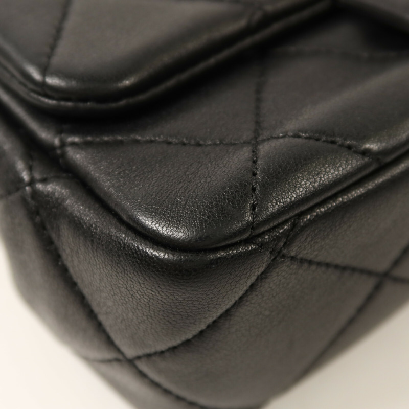 CHANEL 牛皮皮革Mini Matelasse金扣鏈帶手挽肩背兩用袋-9