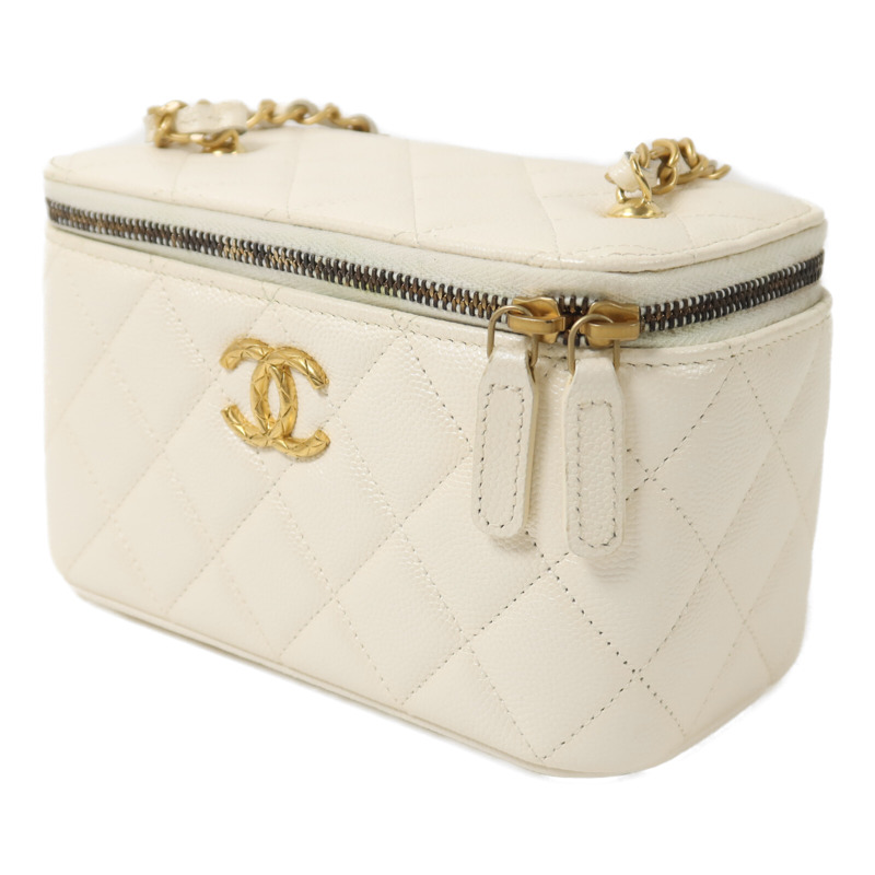 CHANEL 牛皮皮革Vanity Case金扣鏈帶肩背袋-2