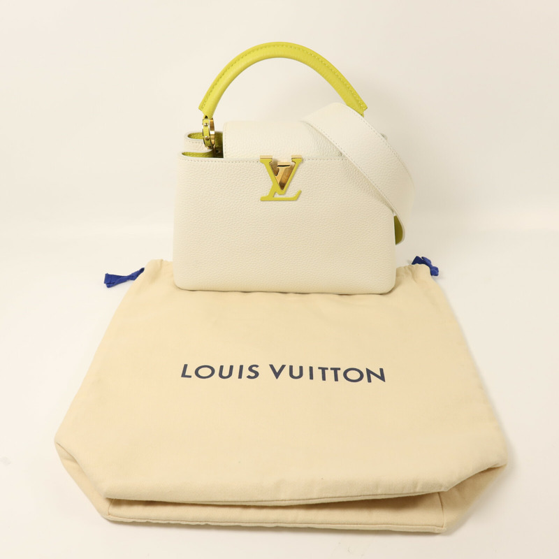 LOUIS VUITTON Taurillon Capucines BB金扣手挽肩背兩用袋-7
